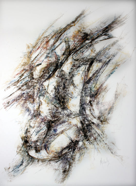 Drawing titled "ESPACE 23" by Claude Micheli, Original Artwork, Pastel