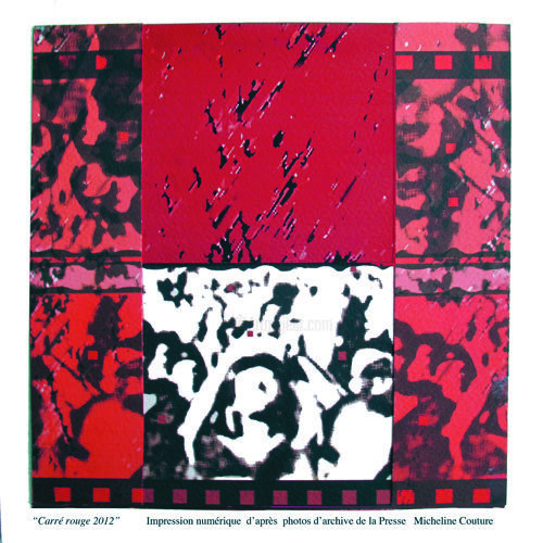 Arte digital titulada "carre-rouge-2012-1-…" por Micheline Couture, Obra de arte original, Pintura Digital