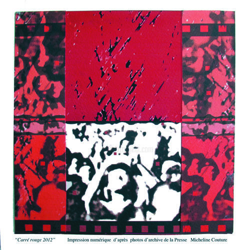 Digital Arts titled "carre-rouge-2012-1-…" by Micheline Couture, Original Art, Digital Painting