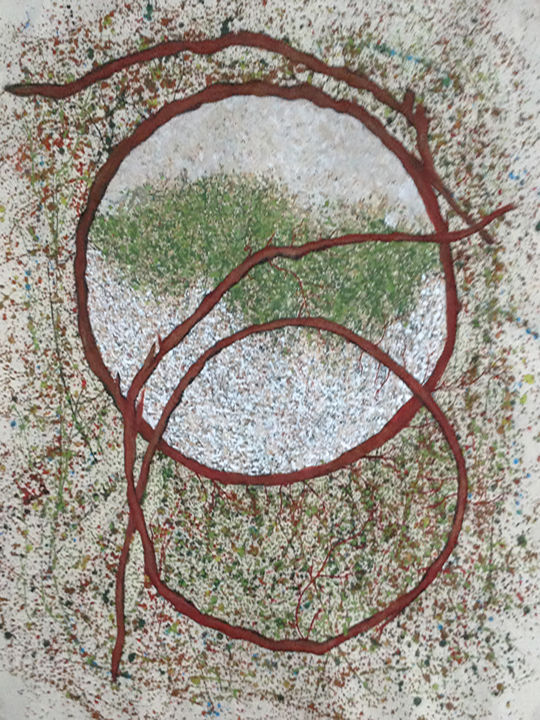 Peinture intitulée "Racine Nord Sud" par Micheline Plante, Œuvre d'art originale, Acrylique Monté sur Châssis