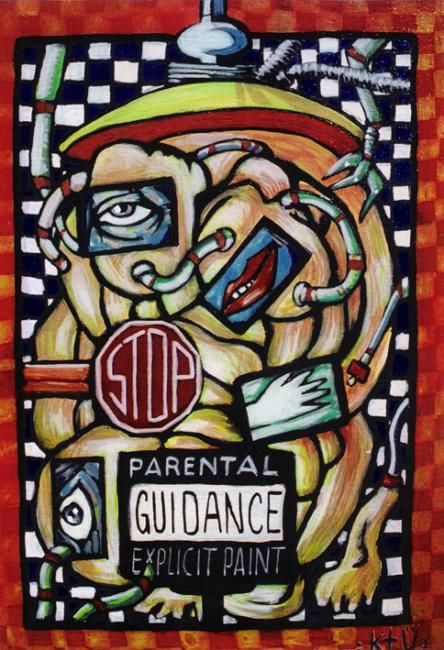 Painting titled "parental guidance" by Ktü, Original Artwork