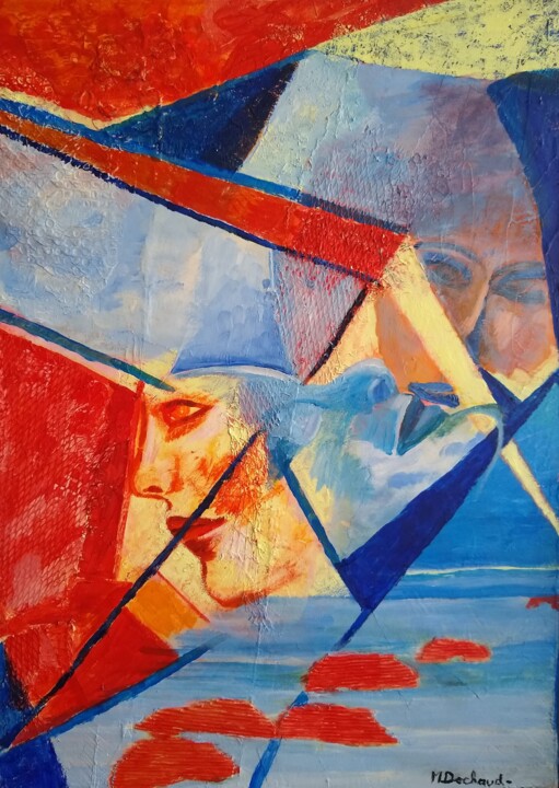 Pintura intitulada "Réfléxion 2" por Michelle Dechaud, Obras de arte originais, Acrílico