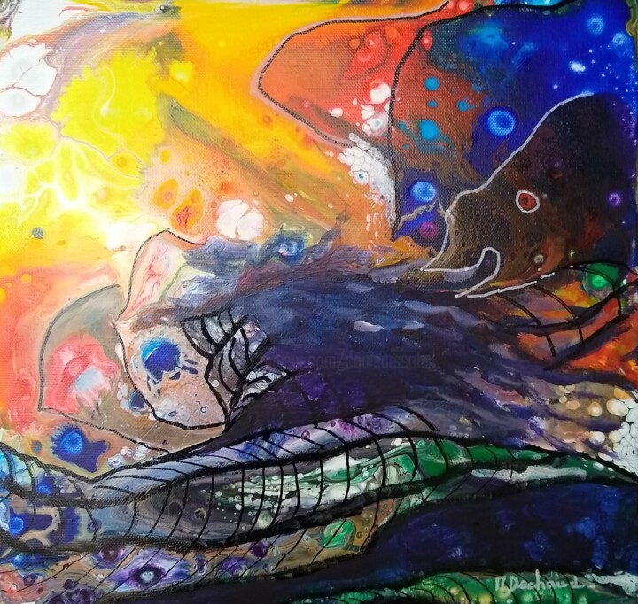 Peinture intitulée "Un monde imaginaire." par Michelle Dechaud, Œuvre d'art originale, Acrylique