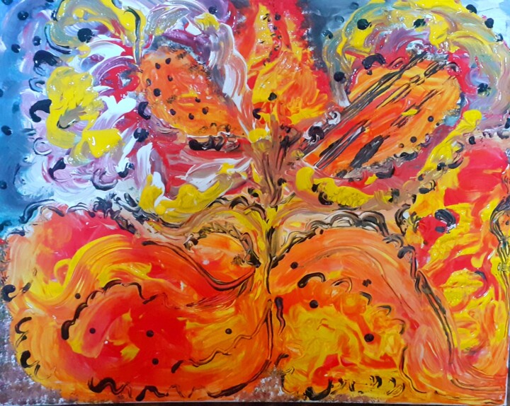 Painting titled "flamenco" by Michelle Mata, Original Artwork, Acrylic