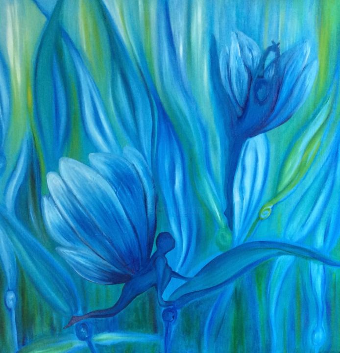 Painting titled "In The Blue" by Michelle Soden-Gilkes, Original Artwork, Oil