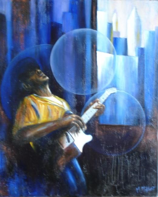 Painting titled "Jazz In Blue" by Michelle Millot, Original Artwork