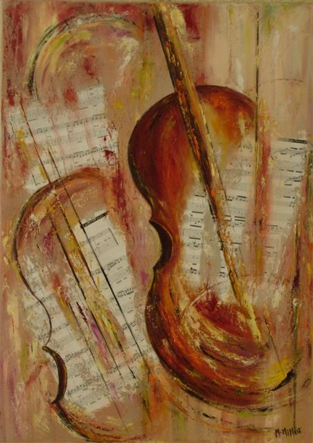Картина под названием "Un air de jazz" - Michelle Millot, Подлинное произведение искусства, Масло