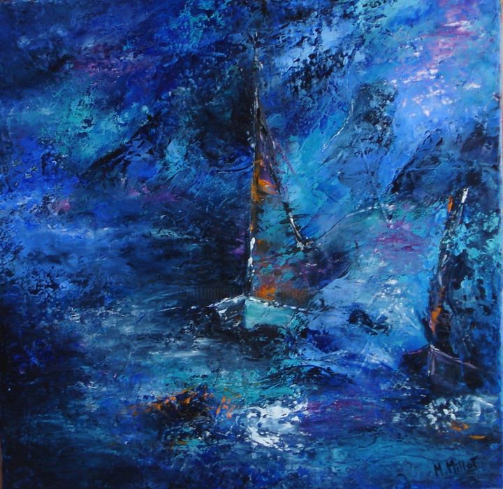 Painting titled "Soir d'orage" by Michelle Millot, Original Artwork