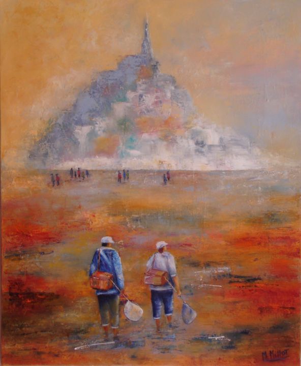 Painting titled "jour-de-peche-au-mo…" by Michelle Millot, Original Artwork, Oil