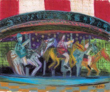 Pittura intitolato "Carousel in Central…" da Michelle Winters, Opera d'arte originale, Olio