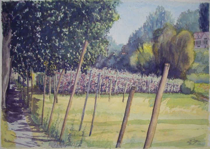 Pintura intitulada "Le chemin des Haras…" por Michel Munier, Obras de arte originais