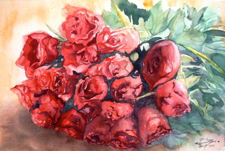 "Étude de roses" başlıklı Tablo Michel Munier tarafından, Orijinal sanat