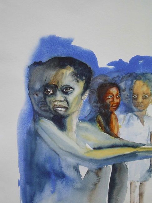 绘画 标题为“Enfants prisonniers” 由Mireille Dubois-Vanhove, 原创艺术品, 油