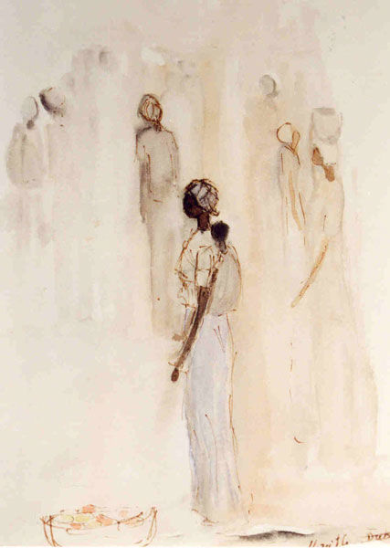 Pintura titulada "Le marché dans la b…" por Mireille Dubois-Vanhove, Obra de arte original, Oleo