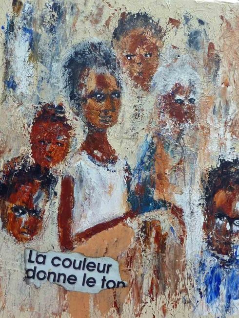 Schilderij getiteld "La couleur donne le…" door Mireille Dubois-Vanhove, Origineel Kunstwerk, Olie