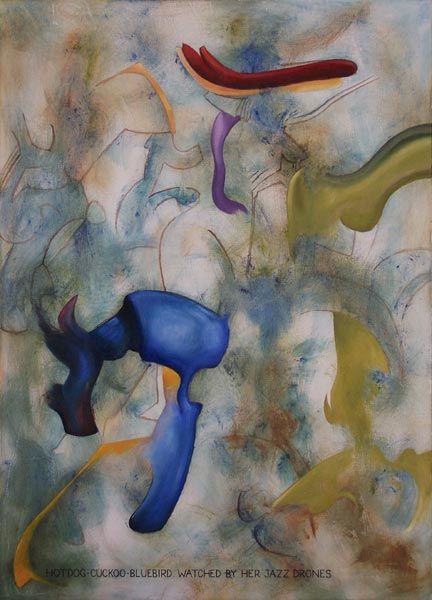 Pittura intitolato "Hotdog-Cuckoo-Blueb…" da Michael Paysden, Opera d'arte originale