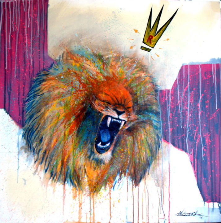 Painting titled "Rugissement" by Mikotank, Original Art, Acrylic