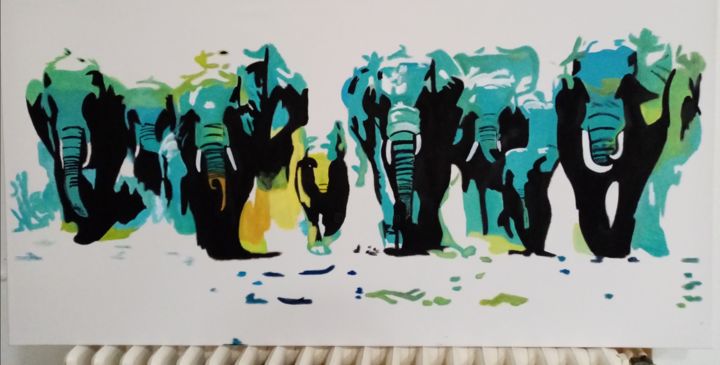 Peinture intitulée "Échappée sauvage" par Erynart, Œuvre d'art originale, Acrylique