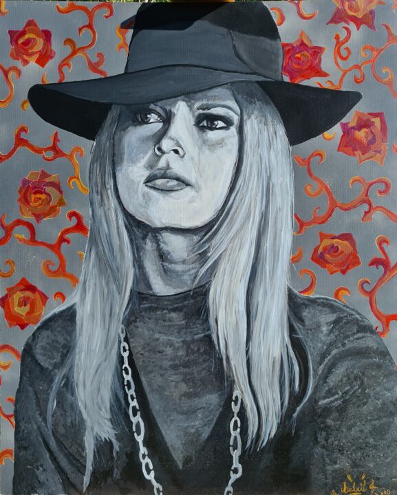 Peinture intitulée "Brigitte Bardot" par Mickael Hert, Œuvre d'art originale, Acrylique