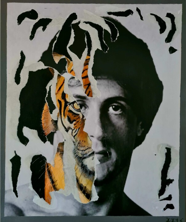 Peinture intitulée "" Eye Of the Tiger "" par Mickael Hert, Œuvre d'art originale, Acrylique