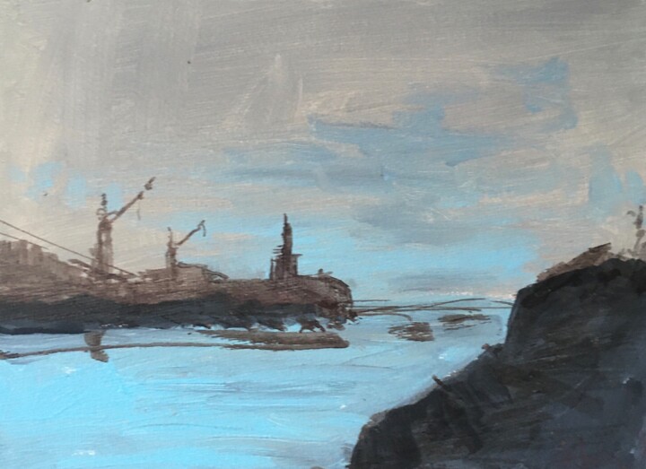 Painting titled "Sortie du port / ma…" by Mickael Philippe, Original Artwork, Acrylic