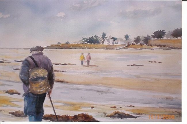 Peinture intitulée "pêcheur" par Mickael Thébault, Œuvre d'art originale
