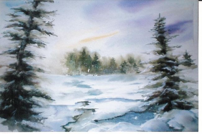 Painting titled "sapins" by Mickael Thébault, Original Artwork