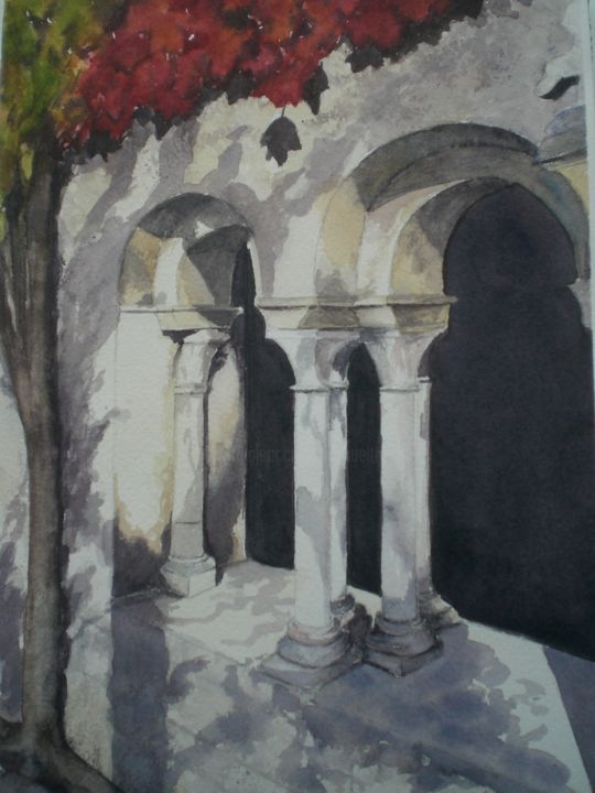 Painting titled "colonnes" by Mickael Thébault, Original Artwork