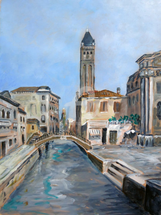 Painting titled "Grand canal, Venise" by Mickael Vadin, Original Artwork, Acrylic