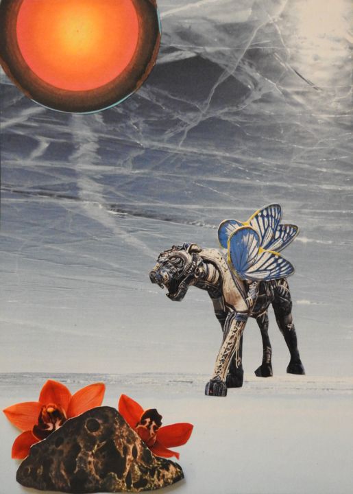 Collages getiteld "Cyborg" door Elke Zaksek Art, Origineel Kunstwerk, Collages