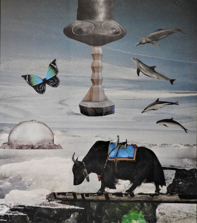 Collages titulada "Vereiste Welt" por Elke Zaksek Art, Obra de arte original, Collages