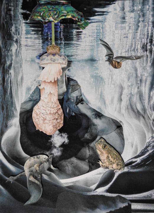 Collages titulada "Eishöhle" por Elke Zaksek Art, Obra de arte original, Collages