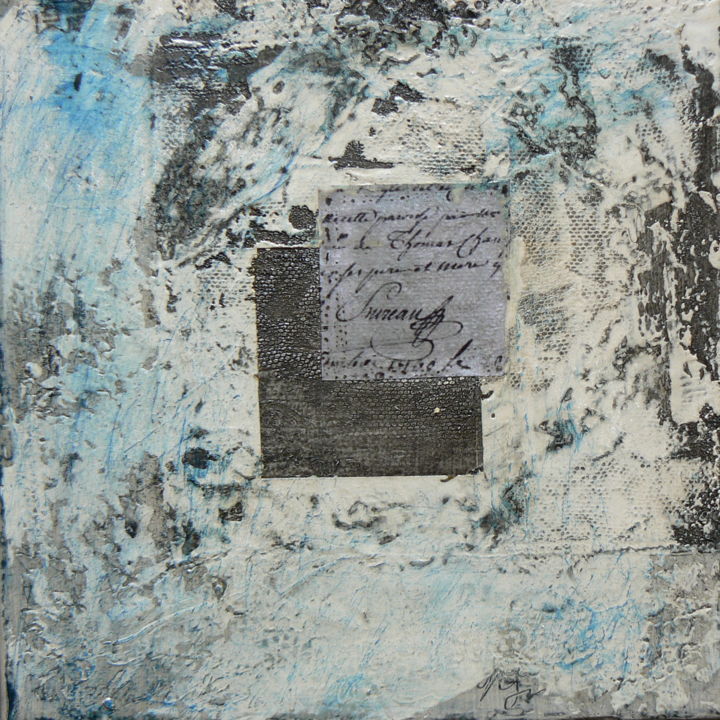 Painting titled "20x20-ecritures.jpg" by Michèle Genvrin, Original Artwork