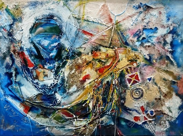 Peinture intitulée "Osmose" par Imene.B, Œuvre d'art originale, Huile