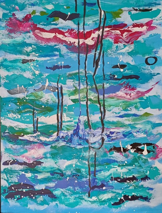 Malerei mit dem Titel "DAS WEINENDE MEER" von Mido Hussein, Original-Kunstwerk, Acryl