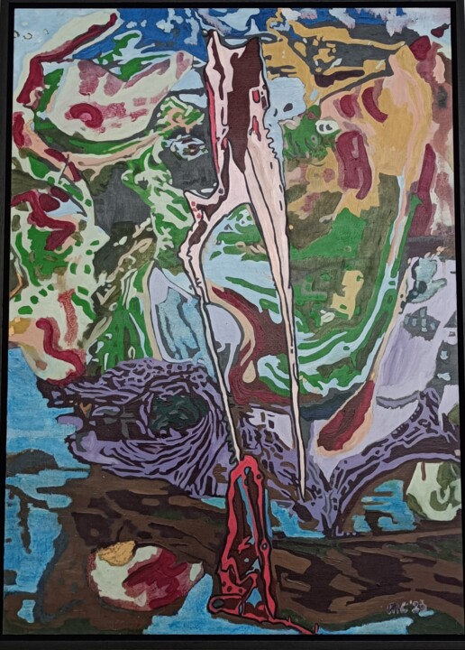 Картина под названием "Repairers I" - Mieke Van Os, Подлинное произведение искусства, Темпера Установлен на Деревянная рама…