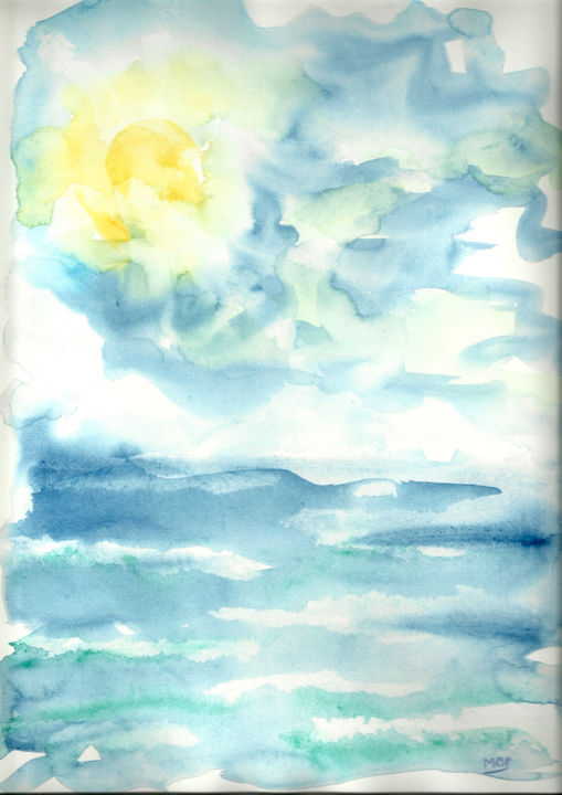 Painting titled "Rayon de soleil" by Miel, Original Artwork, Watercolor