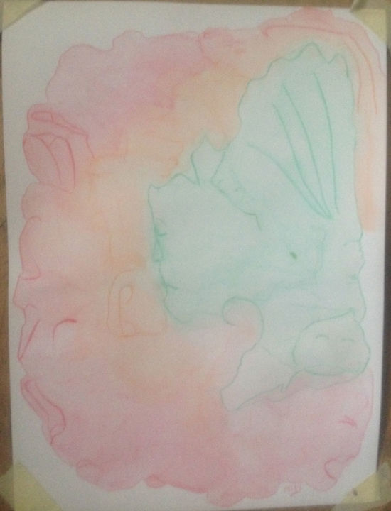 Peinture intitulée "Le symbole du poiss…" par Miel, Œuvre d'art originale, Aquarelle