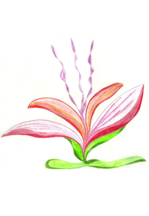 Картина под названием "Fleur de Lumière" - Miel, Подлинное произведение искусства, Акварель