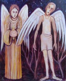 Malarstwo zatytułowany „2 anioły” autorstwa Mieczysław Burda, Oryginalna praca
