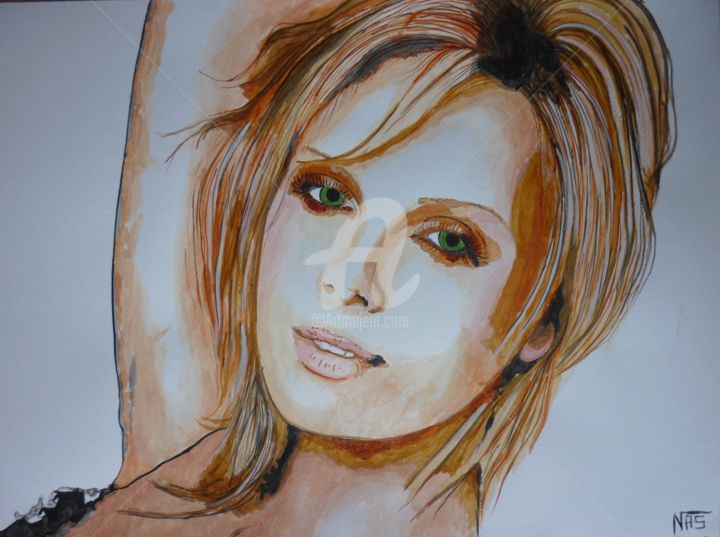 Pintura titulada "Charlize Theron" por Nas, Obra de arte original, Acrílico