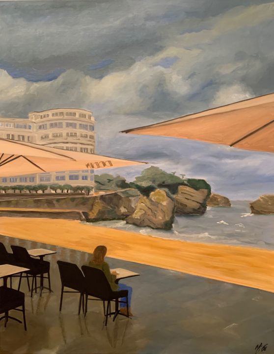 Peinture intitulée "Chez Dodin ou le te…" par Marie France Garrigues, Œuvre d'art originale, Huile Monté sur Châssis