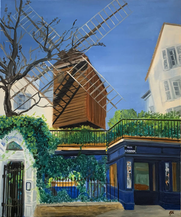 Peinture intitulée "Au Moulin de la Gal…" par Marie France Garrigues, Œuvre d'art originale, Huile Monté sur Châssis