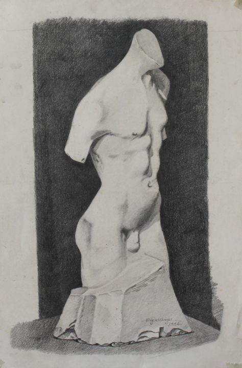 Drawing titled "Estudio de figura h…" by Miggel Cano, Original Artwork, Graphite