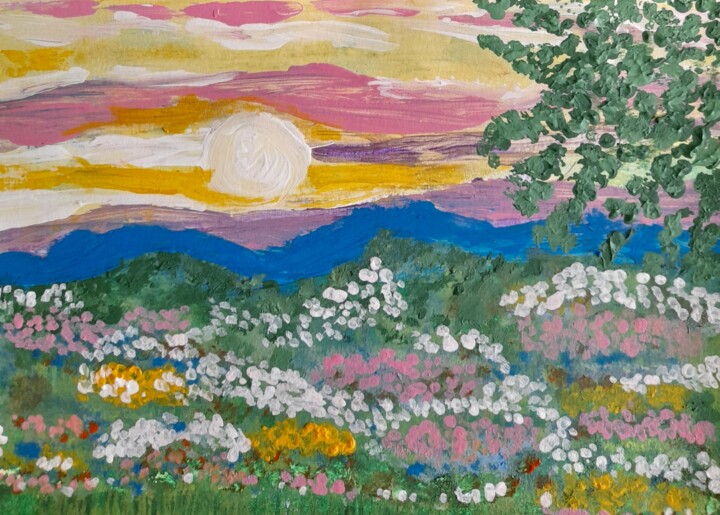 Malerei mit dem Titel "Soleil de midi" von Miglena Kostova, Original-Kunstwerk, Acryl