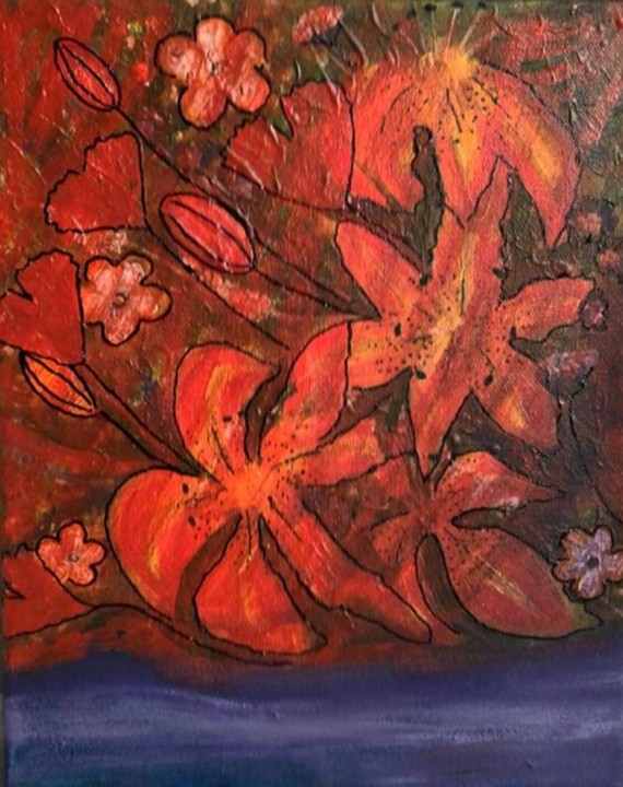 Painting titled "Lys de minuit" by Miglena Kostova, Original Artwork, Acrylic