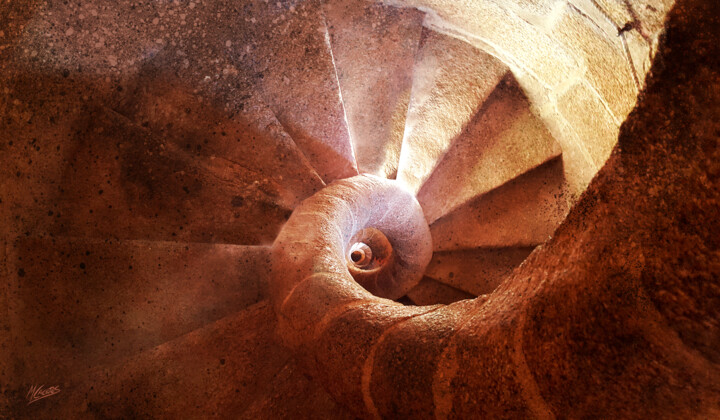 Fotografía titulada "Espiral de piedra" por Miguel Ángel Cáceres, Obra de arte original, Fotografía manipulada