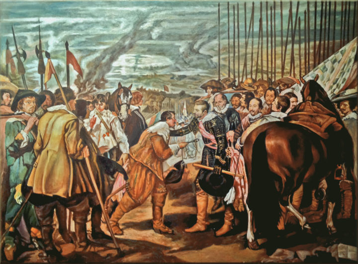 Painting titled "La-rendicion-de-bre…" by Miguel Ángel Rodríguez García, Original Artwork