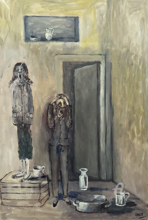 Pintura titulada "Pobres" por Miguel Ángel Sáez, Obra de arte original, Oleo