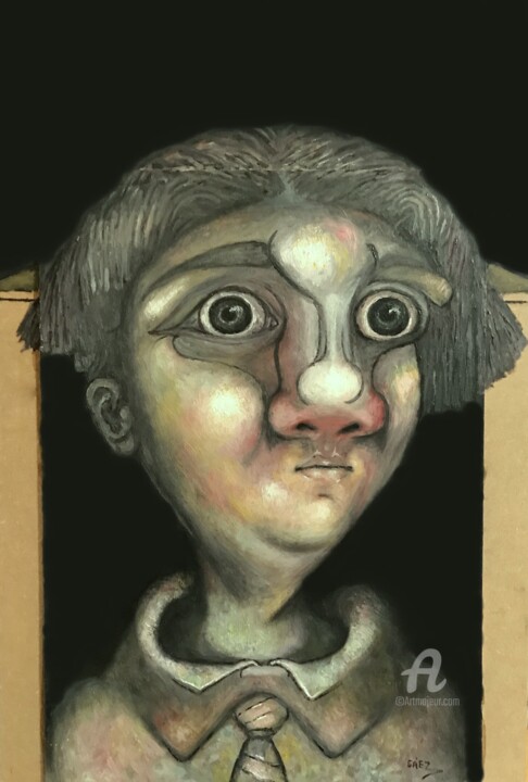 Malerei mit dem Titel "Personaje6" von Miguel Ángel Sáez, Original-Kunstwerk, Öl
